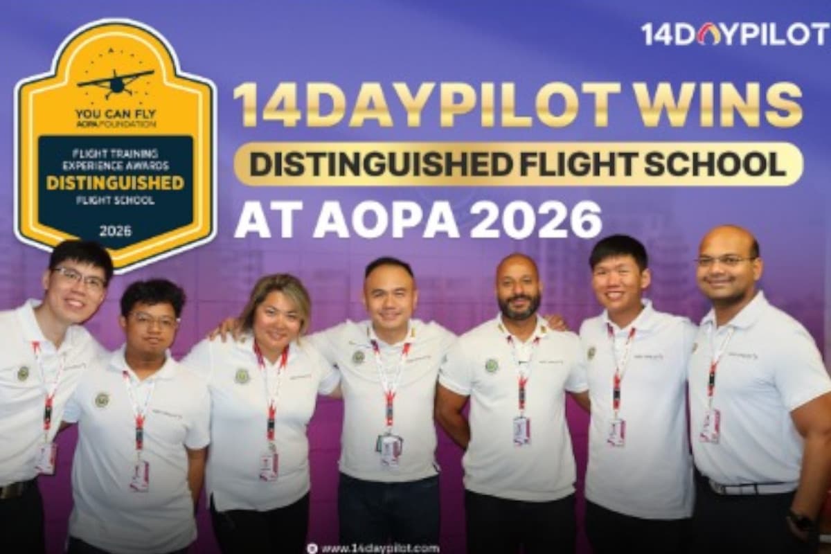 Recognized by Global Student Feedback, 14DAYPILOT Named AOPA Distinguished Flight School 2026